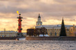 A burning torch on the Rostral column in St. Petersburg on Christmas Eve