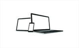 Fototapeta Do akwarium - Set realistic Monitors laptop tablet and phone vector illustration