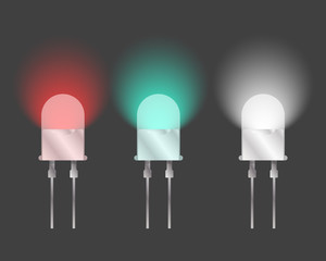 Wall Mural - Three diodes of different colors. Vector on a gray background