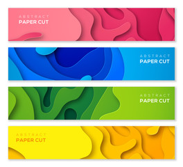 Wall Mural - banners in paper cut style