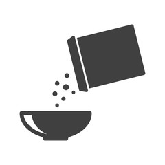 Wall Mural - Icon of breakfast. Flakes fall out of the box into a bowl. Vector illustration on white background