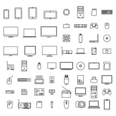 Fototapete - Computer icons from thin lines, vector illustration.