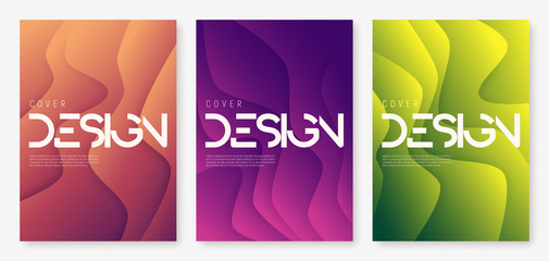 Wall Mural - abstract gradient geometric wavy cover designs, brochure templat