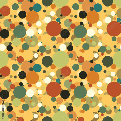 Seamless repeating pattern of multi-colored circles