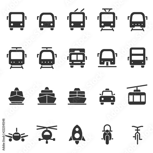 Fotografia, Obraz Public transport vector shape style icon set