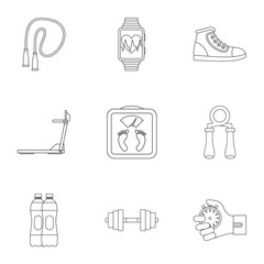 Wall Mural - Gym icons set. Outline illustration of 9 gym vector icons for web