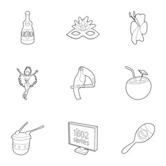 Poster - Tourism in Brazil icons set. Outline illustration of 9 tourism in Brazil vector icons for web