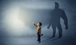 © ra2 studio - Cute kid in a room with plush on his hand and hero shadow on his background