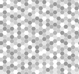 Poster - White and gray hexagonal abstract background. Seamless mosaic vector pattern. Grunge overlay texture random lines. Vector illustration