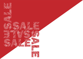 Poster - Sale Word with vertical stripes texture pattern random lines on red and white background. Design for promotion. Vector illustration