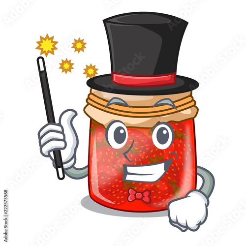 Magician strawberry jam glass isolated on cartoon Slika na platnu