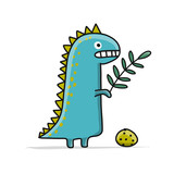 Fototapeta Dinusie - Funny dinosaur, childish style. Sketch for your design