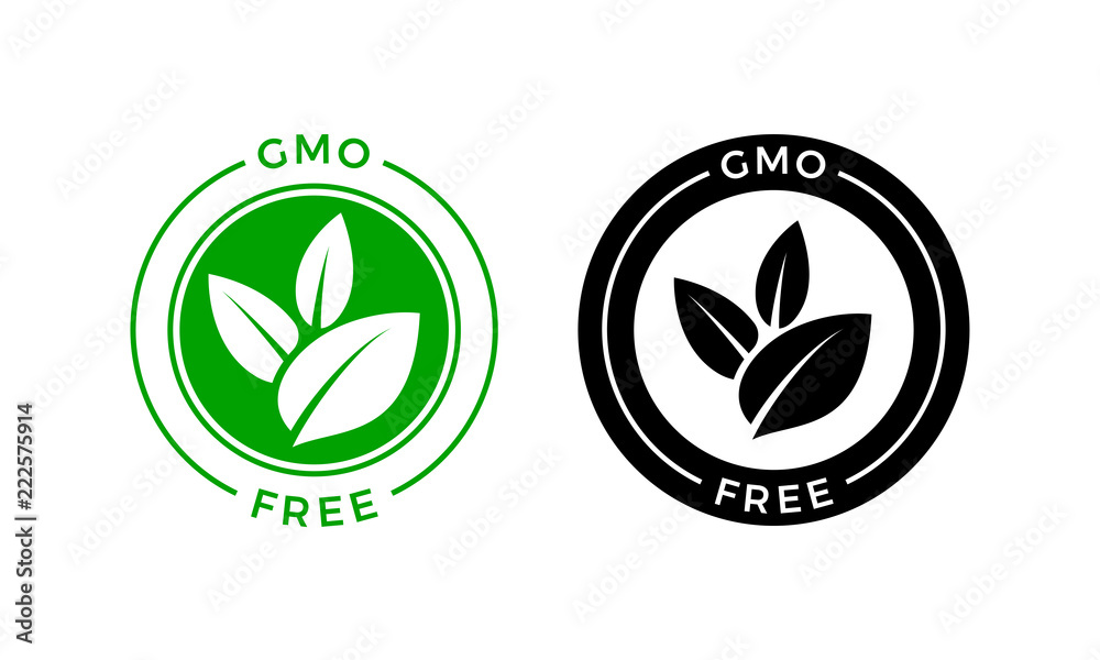 GMO free icon. Vector green non GMO label sign - obrazy, fototapety, plakaty 