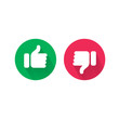 Like and unlike thumb up and down vector icons