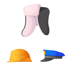 vector illustration of headgear and cap logo. collection of headgear and accessory stock symbol for 