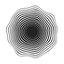 Black Concentric Wavy Lines That Makes A Rounded Abstract Organic Shape