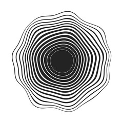 black concentric wavy lines that makes a rounded abstract organic shape