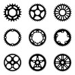 Sprocket wheel. Bicycle parts. Silhouette vector