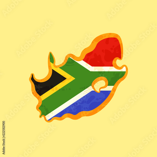 Cuadros en Lienzo South Africa - Map colored with South African flag