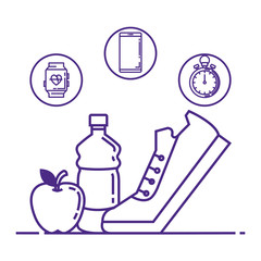 Sticker - healthy and fitness lifestyle set icons