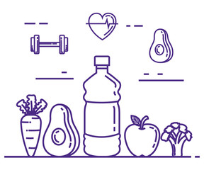 Canvas Print - healthy and fitness lifestyle set icons