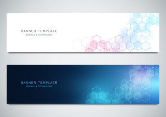 Wall Mural - vector banners for science and digital technology. geometric abstract background with hexagons desig