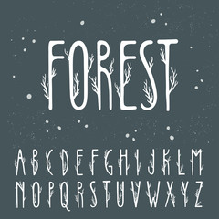 Aufkleber - Autumn vector alphabet. Uppercase letters decorated with tree branches.