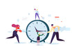 Time Management Concept. Flat Characters Organization Process. Business People Working Together Team Work. Vector illustration