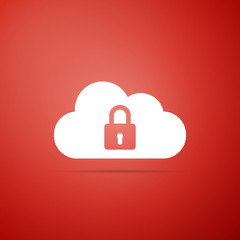 Poster - cloud computing lock icon isolated on red background. cloud protection icon. cloud security concept.