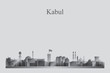 Kabul city skyline silhouette in grayscale