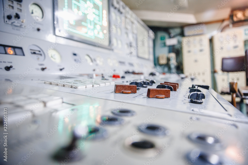 Control panel nuclear power plant close-up industry engineer Stock ...