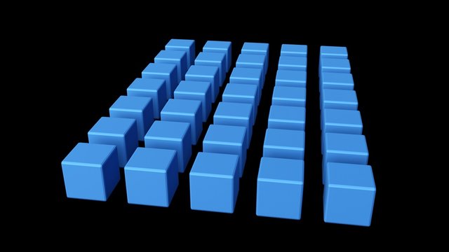 geometric array of blue cube - 3d rendering