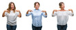 © Krakenimages.com - Collage of middle age hispanic woman over isolated background looking confident with smile on face, pointing oneself with fingers proud and happy.