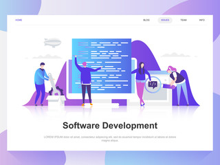 Software development modern flat design concept. Landing page template. Modern flat vector illustration concepts for web page, website and mobile website. Easy to edit and customize.