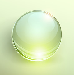 Poster - Glass green ball, 3D shiny background