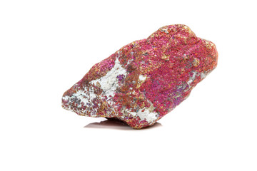 Macro mineral stone Chalcopyrite in the rock on a white background