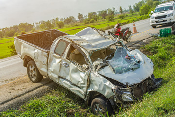 Car accident on the highway - Air bags work, First class insurance, Car insurance premium, Auto insurance/car insurance.