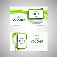 Gift voucher in green design with wavy lines