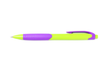 Retractable pen on white background. School stationery