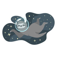 sloth floating in cosmic space