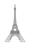Fototapeta Boho - Eiffel Tower in flat style isolated on white background.