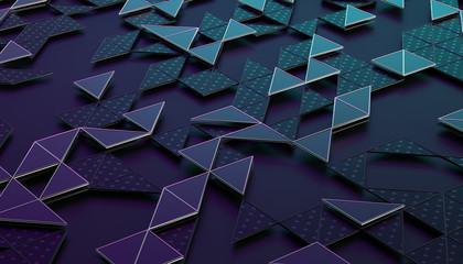Poster - Abstract 3d rendering of geometric surface. Composition with triangles. Futuristic modern background design for poster, cover, branding, banner, placard.