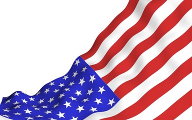 Waving flag of the United States of America. Stars and Stripes. State symbol of the USA. 3D illustration