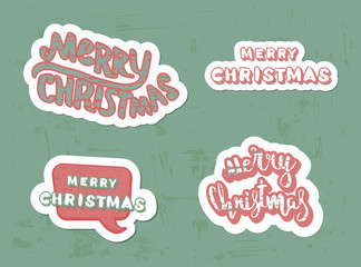 Wall Mural - Merry Christmas hanwritten creative lettering. Vector illustration.