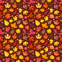 Poster - Fall leaves seamless background. Vector illustration. Fall leaves collection