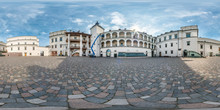 Full Seamless Spherical Panorama 360 By 180 Angle View Near The Royal Palace Of The Grand Duchy Of Lithuania In Equirectangular Projection, Ready AR VR Virtual Reality Content