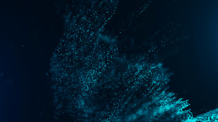 Aufkleber - Big data visualization. Digital background. Analytics representation. Wave of particles. 4k rendering.
