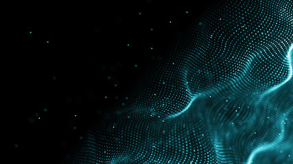 Fototapete - Data technology background. Abstract background. Connecting dots and lines on dark background. 3D rendering. 4k.