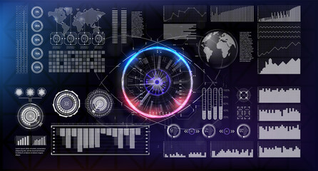 Poster - head-up display elements for the web and app. virtual technology background. futuristic user interfa