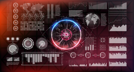 Poster - Head-up display elements for the web and app. Virtual Technology Background. Futuristic user interface. Game Design.  Vector illustration HUD background outer space.
